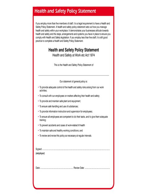 2023 Health and Safety Policy Template - Fillable, Printable PDF ...