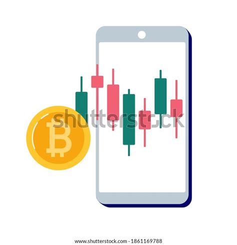 Bitcoin Price On Candlestick Chart Cryptocurrency Stock Vector (Royalty ...