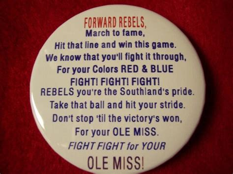 Ole Miss REBELS Fight Song Forward REBELS 2 1/4 in Metal Pin