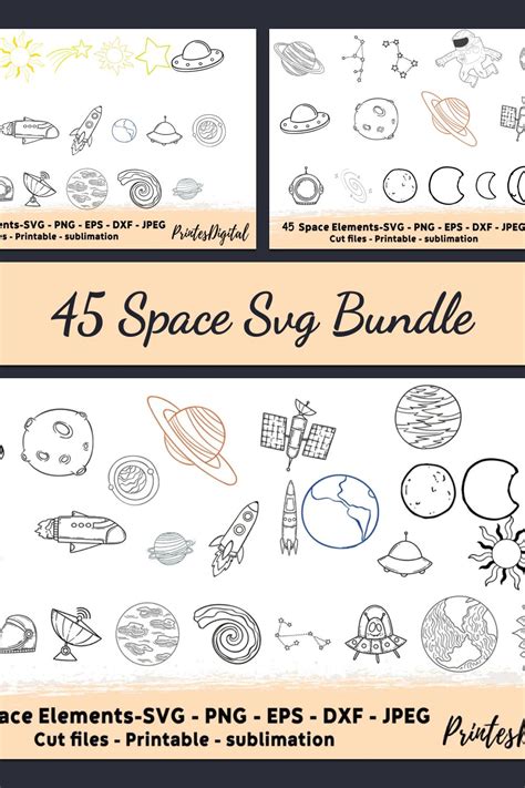 45 Space Svg Bundle, Planets Svg Cricut