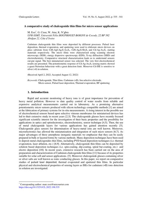 (PDF) A comparative study of chalcogenide thin films for micro sensor ...