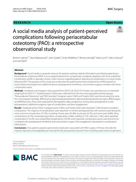 (PDF) A social media analysis of patient-perceived complications following periacetabular ...