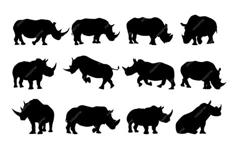 Premium Vector | Vector collection of rhinoceros silhouette