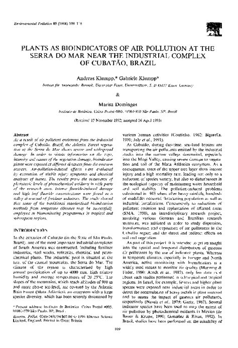 (PDF) Plants as bioindicators of air pollution at the serra do mar near ...