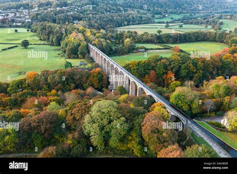 Pontcysyllte Aqueduct aerial view at autumnal morning in Wales, UK Stock Photo - Alamy