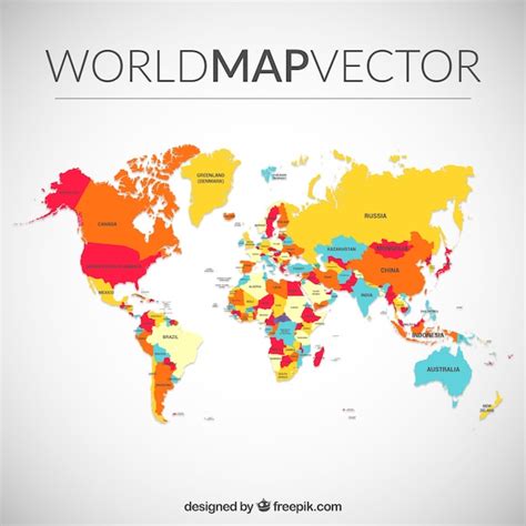 Colored world map Vector | Free Download