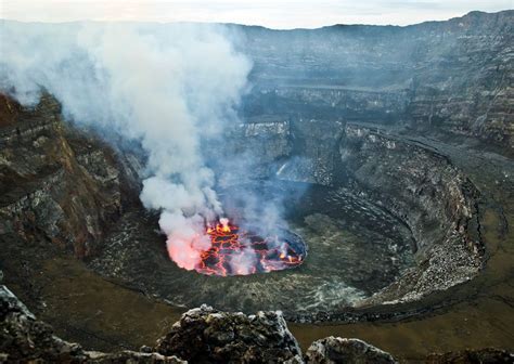 The burning lava lake of Mount Nyiragongo, Democratic Republic of the ...