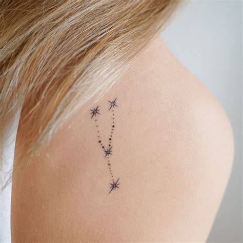 Taurus Symbol Tattoo Taurus Horoscope Constellation Mini TAURUS ZODIAC Sign Lettering Realistic ...