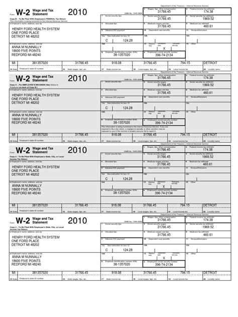 W2 2010 | PDF | Social Security (United States) | Irs Tax Forms