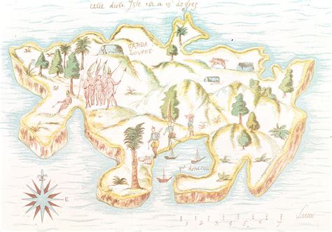 Map of the island of Martinique Drawing by Samuel de Champlain - Pixels