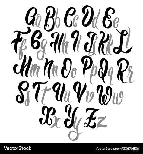 Brush lettering font alphabet hand drawn Vector Image