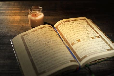 The Qur`an, The Holy Book Of Islam. Worship Month Of Ramadan, Reading The Scriptures By Using A ...