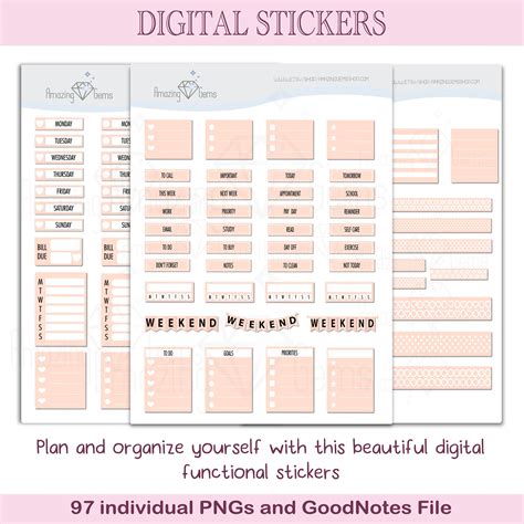 Digital Stickers Digital Planner Stickers Pre-cropped - Etsy