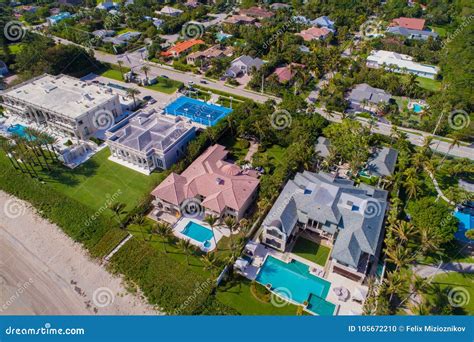 Aerial Drone Image of Waterfromt Mansions in Boynton Beach FL Stock ...