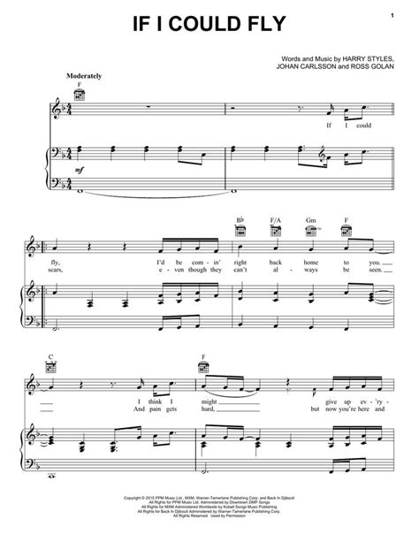 One Direction If I Could Fly Sheet Music Notes, Chords | Sheet music, Sheet music notes, One ...