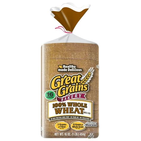 Great Grains 100% Whole Wheat Bread, 16 oz - Walmart.com - Walmart.com