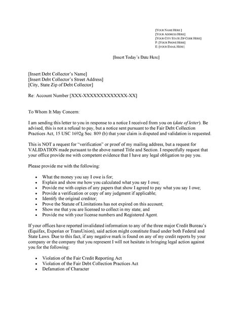 50 Free Debt Validation Letter Samples & Templates ᐅ within Debt Validation Letter Template ...