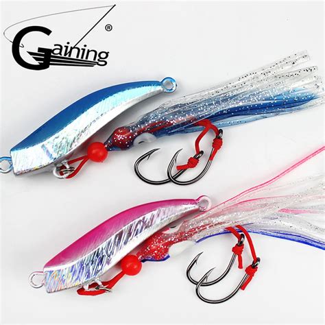 1pcs Octopus Fishing Lures 80g 100g Jig Slow Jig Bottom Ship Lures Metal and Octopus Skirt with ...