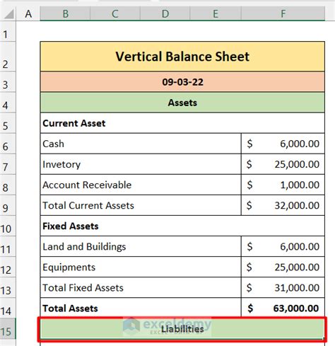 How to Create Vertical Balance Sheet Format in Excel (In 4 Steps)