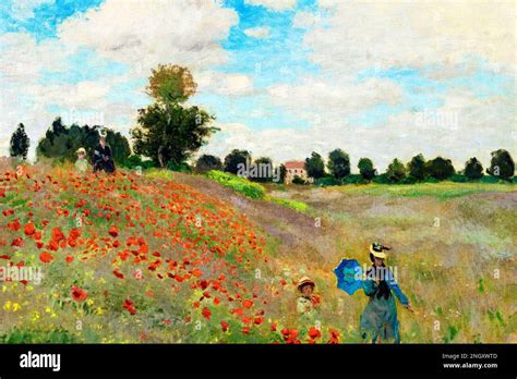 Claude Monet's The Poppy Field near Argenteuil (1873) famous painting. Original from Wikimedia ...