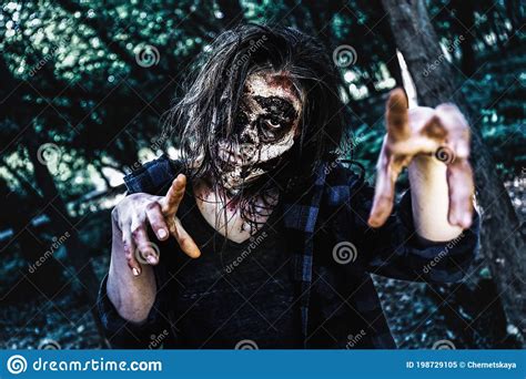 Scary Zombie with Bloody Face. Halloween Monster Stock Image - Image of doomsday, bloody: 198729105