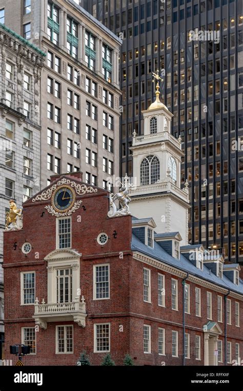 The Old State House, Boston. The historic site of the Declaration of Independence being read ...