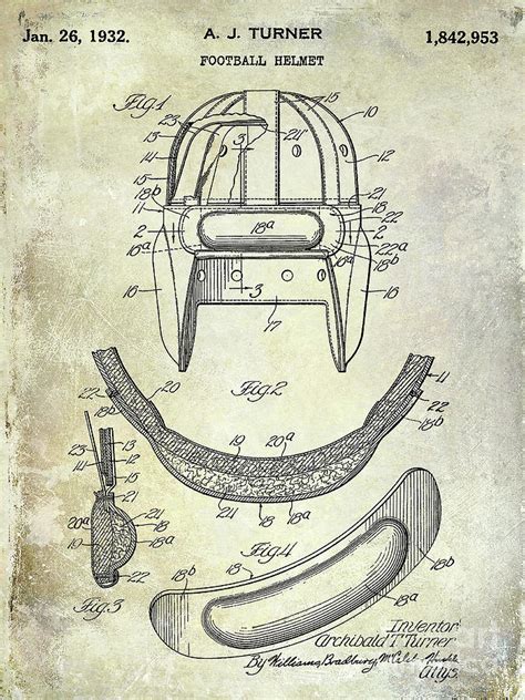 1932 Football Helmet Patent Photograph by Jon Neidert - Pixels