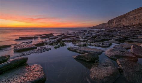 Sunset Over Cliffs in South Wales Stock Image - Image of spectacular ...