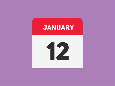 january 12 calendar reminder. 12th january daily calendar icon template ...