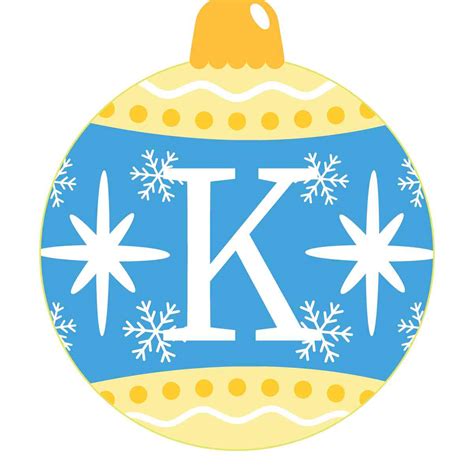 Ornament - Snow Flakes Christmas Ball (Letter K) hand-painted needlepoint stitching canvas ...