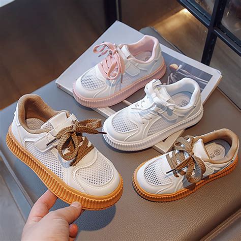 LYCAQL Girls' Shoes Cookie Sneakers Mesh Shoes Casual Children's Shoes ...