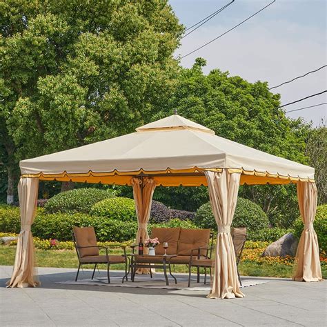 EROMMY 12’ x 12’ Outdoor Gazebo Canopy, Aluminum Frame Soft Top Outdoor Patio Gazebo with ...