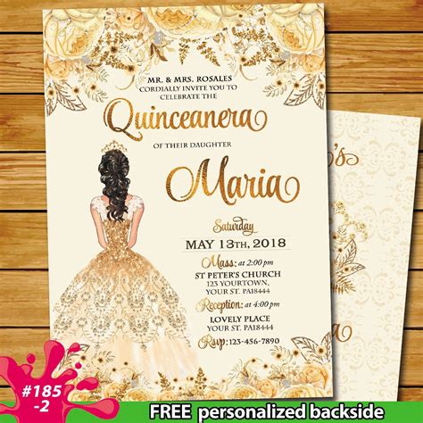 Quinceañera gold Fiesta invitation sweet 16 gold Quince, Quinceanera gold miss Quince, gold ...