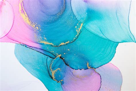 Closeup of Gold, Blue and Pink Alcohol Ink Abstract Texture, Trendy ...