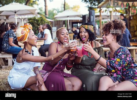 A group of women toasting at the Fourways Farmers Market Stock Photo ...