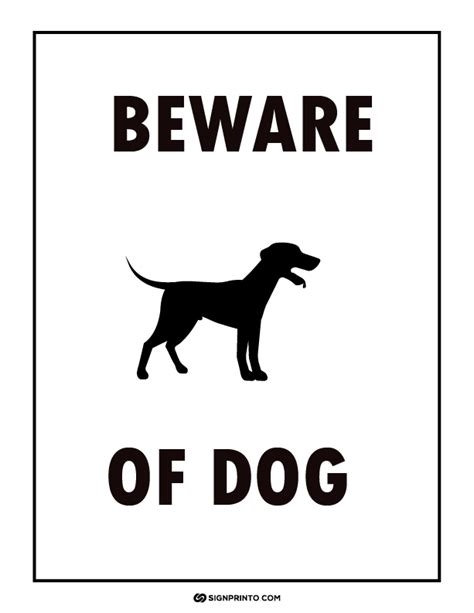 Caution : Beware Of Dog Sign - Free Printable PDF Download