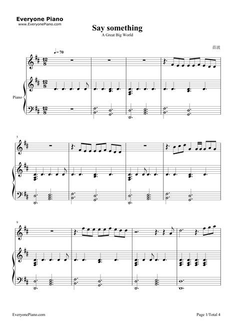 Say Something Piano Sheet Music Pdf : Free Sheet Music Say Something A ...