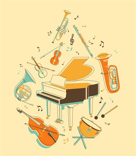 Classic musical instruments in vintage style :: Behance