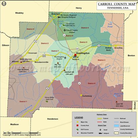 Carroll County Map, TN | Map of Carroll County Tennessee