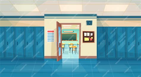 Premium Vector | Empty school corridor