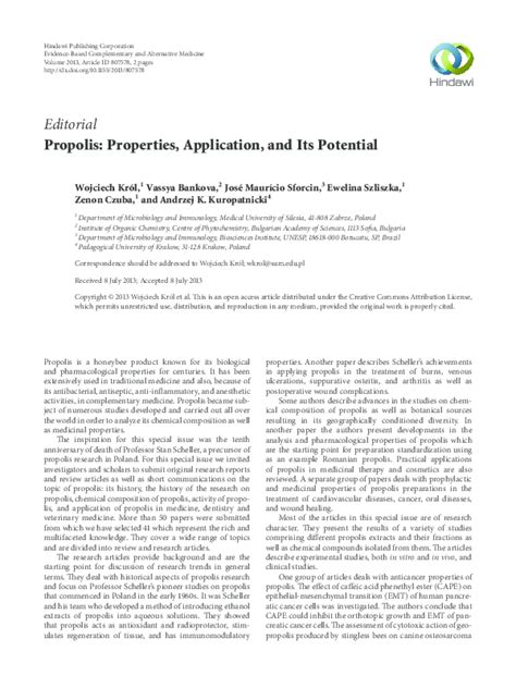 (PDF) Propolis: Properties, Application, and Its Potential | Andrzej K ...