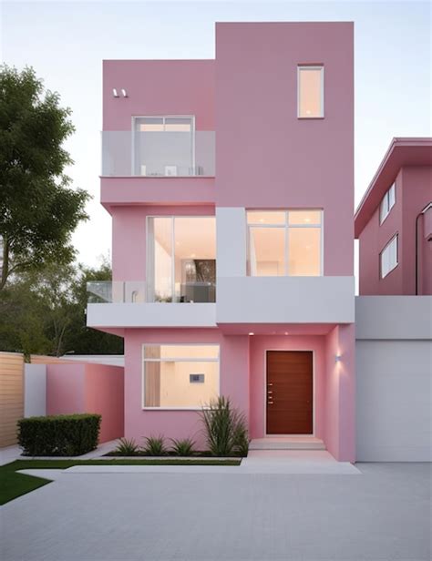 Premium AI Image | Modern pink house architecture design with elegant ...