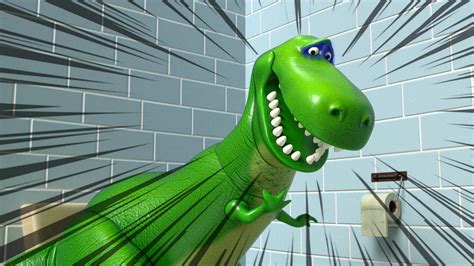 Download Toy Story Rex In Bathroom Wallpaper | Wallpapers.com