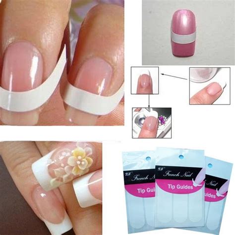 48pcs/pack White French Nail Stickers Manicure Strip Nail Art Form Finger Tip Guides Sticker DIY ...