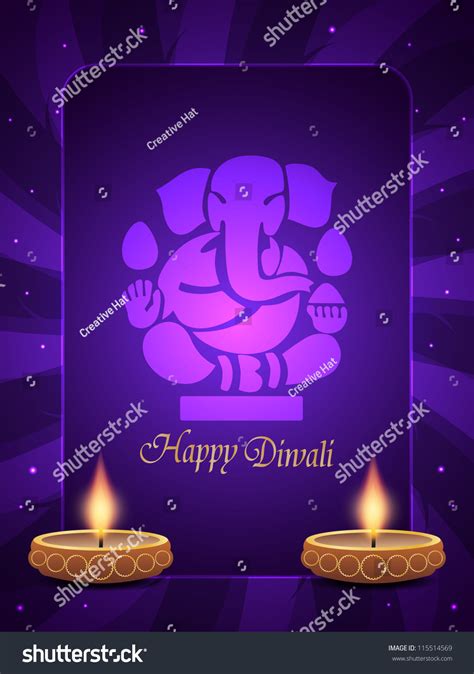 Religious Elegant Background Diwali Beautiful Ganesha Stock Vector (Royalty Free) 115514569 ...