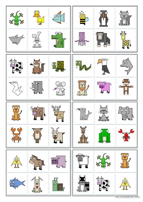 32 BINGO CARDS - ANIMALS pictur…: English ESL worksheets pdf & doc