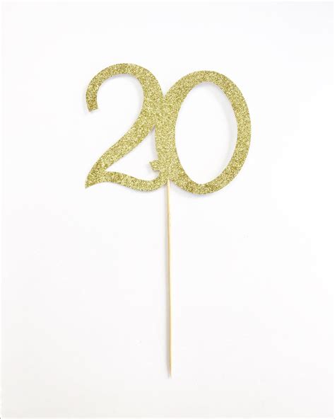 Number Cake Topper, Gold Glitter Cake Topper, Age Cake Topper, 20 Cake Topper, Anniversary Cake ...