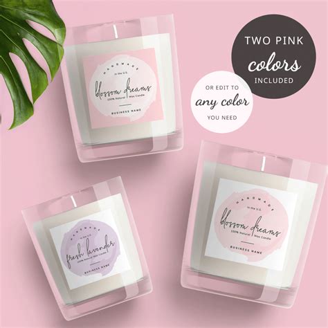 Candle Label Templates - Jar Sticker Design - Editable Product Label