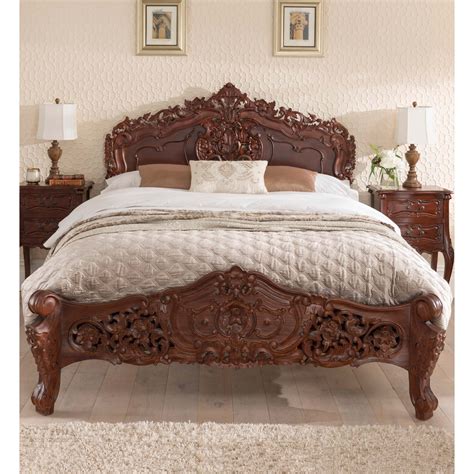 Raphael Antique French Style Bed | Wooden Carved Bed | Vintage Bed