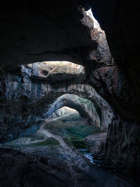 Drone View Inside Devetashka Cave in North Bulgaria, Near Lovech Town ...